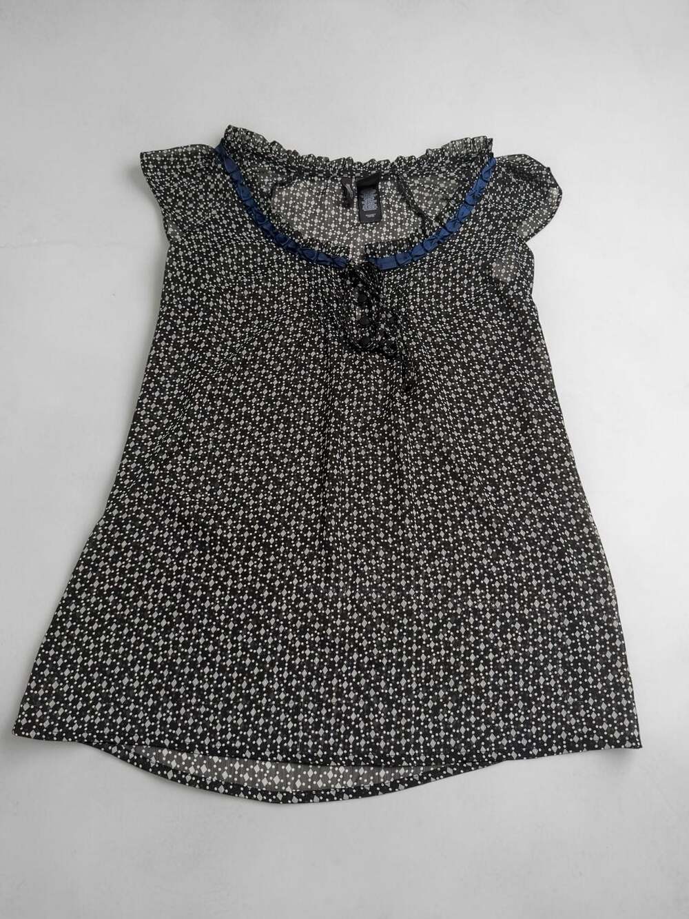 Bisou Bisou Michele Boho y Black Polka Dot‎ Blouse